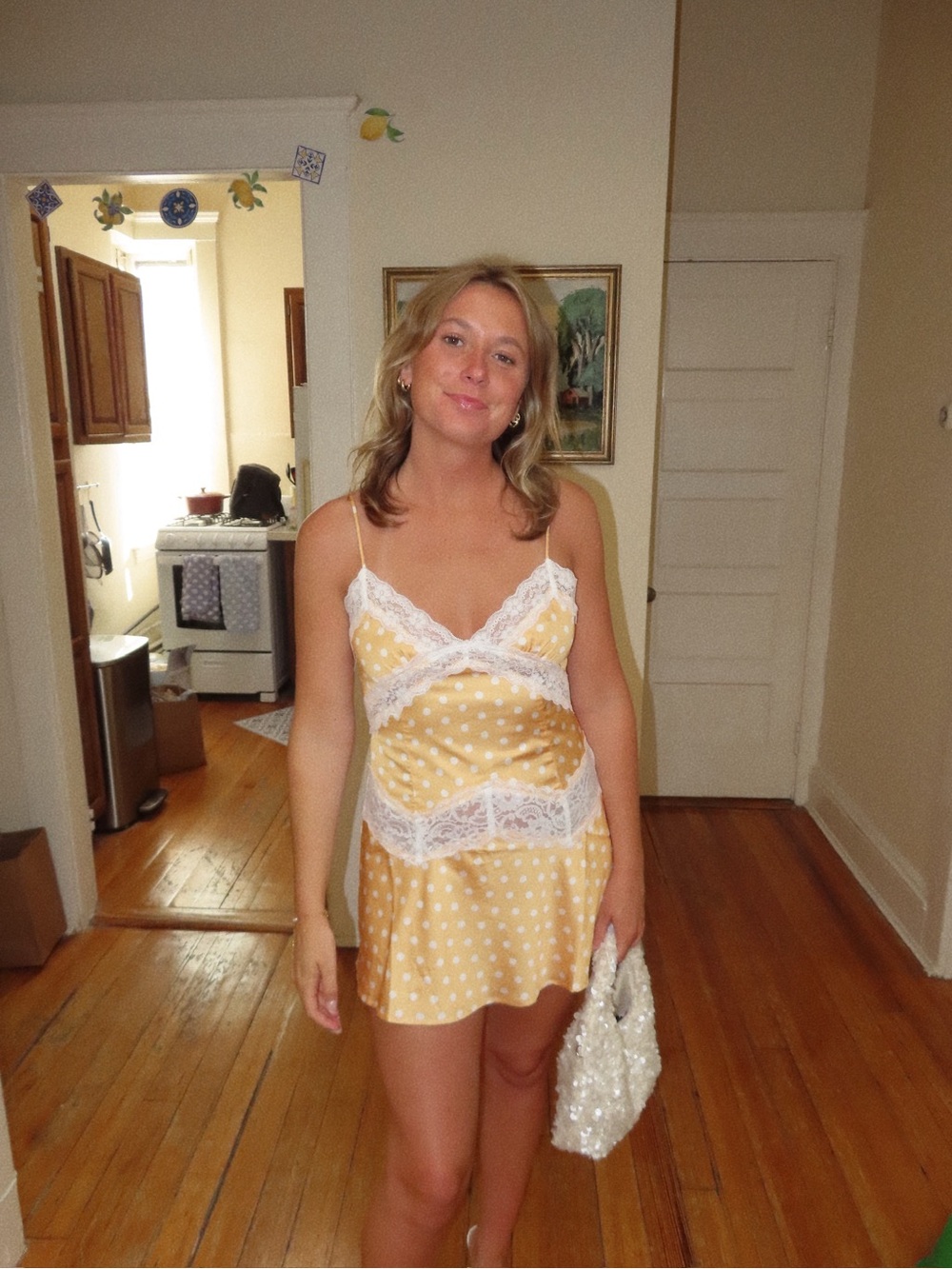 Silky Polka Dot Lace Mini dress
